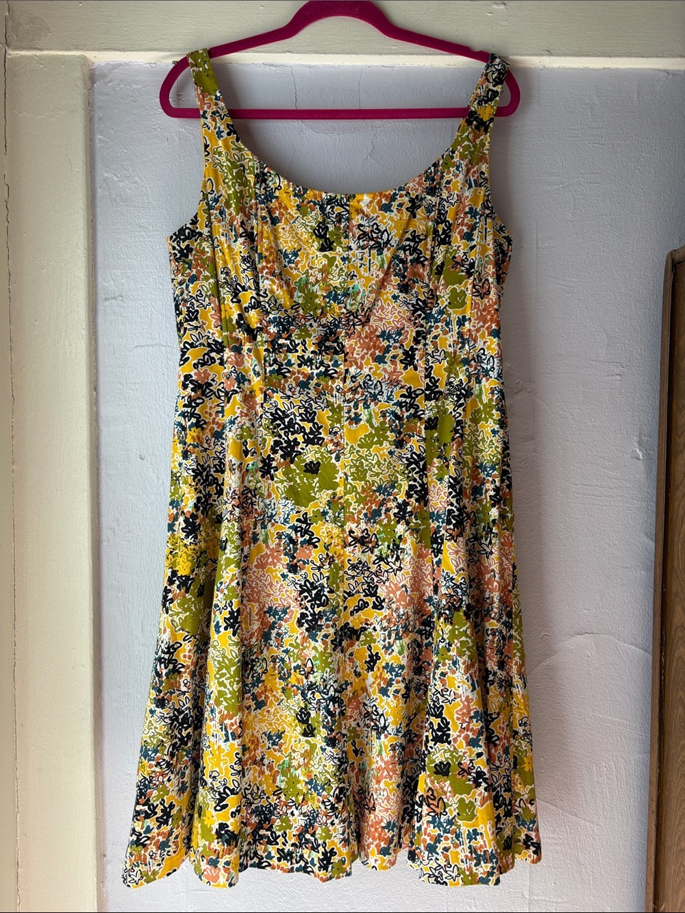 Nine West Yellow Multi Floral Midi Dress